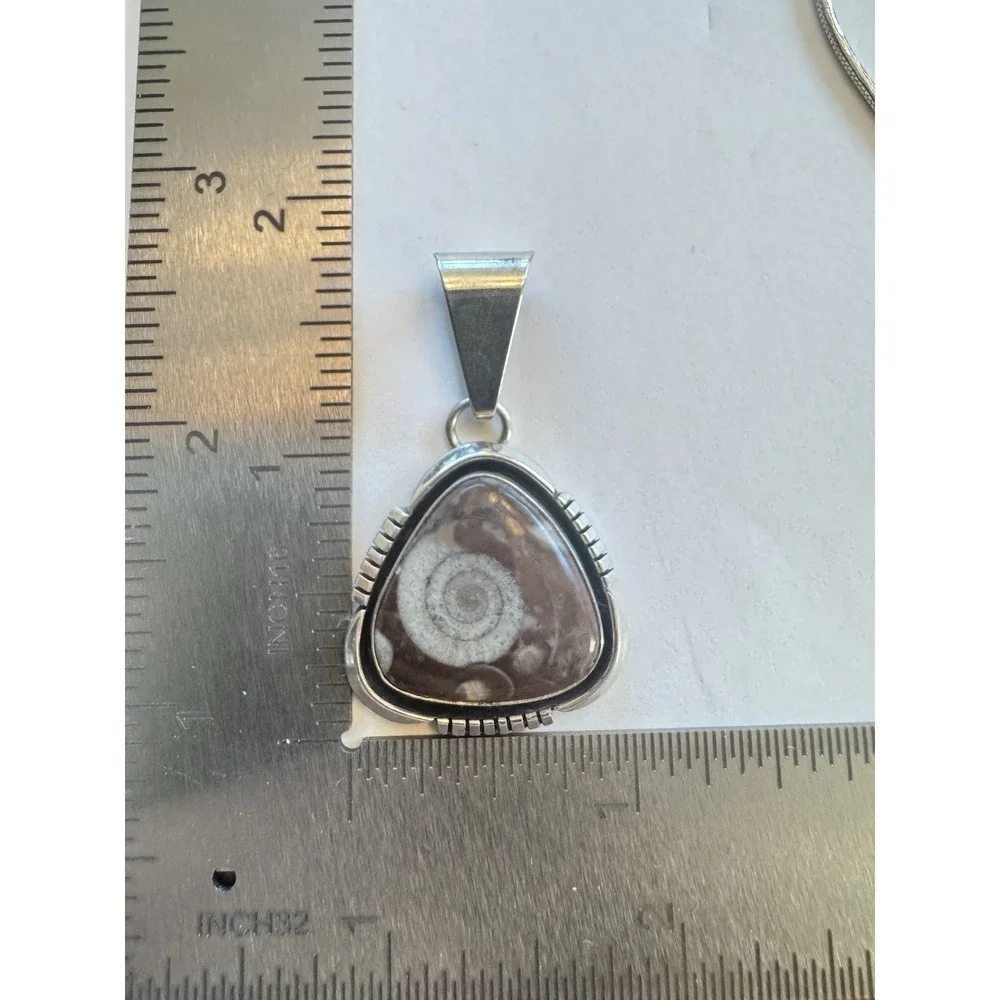 D'Anz LTD Sterling Silver Fossil Gastropod Pendant Southwestern Artisan 8.2g